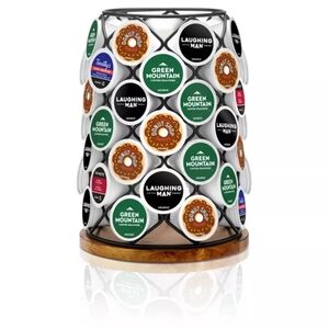 Keurig K-Cup Pod Wood & Black Wire Carousel (Holds 49 Pods)- New In Box